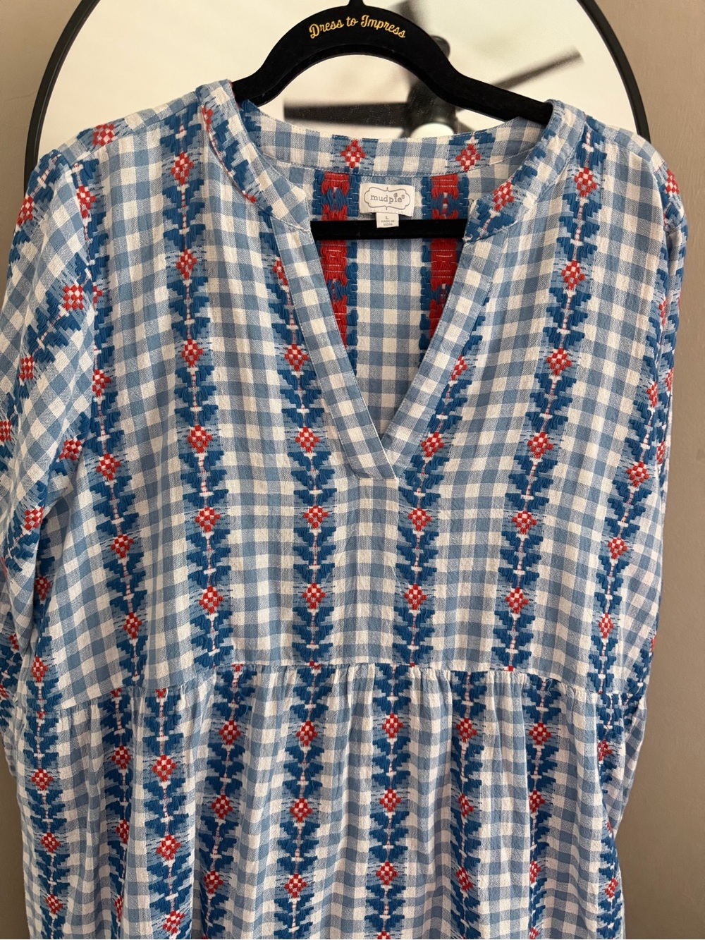 Mud Pie Blue and White Gingham Eliza Yarn Dye Dress - Picture 3 of 11